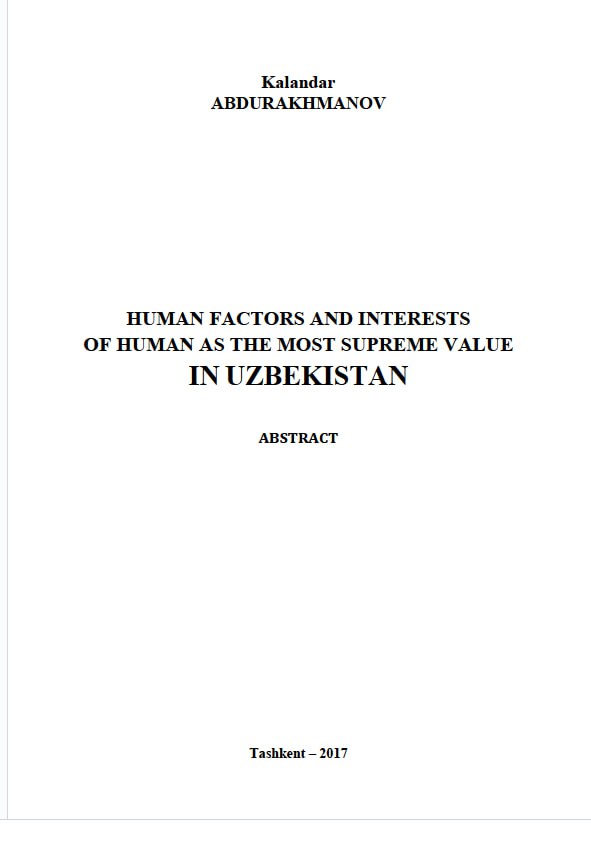 Human factors and interests of human as the most supreme value in Uzbekistan
